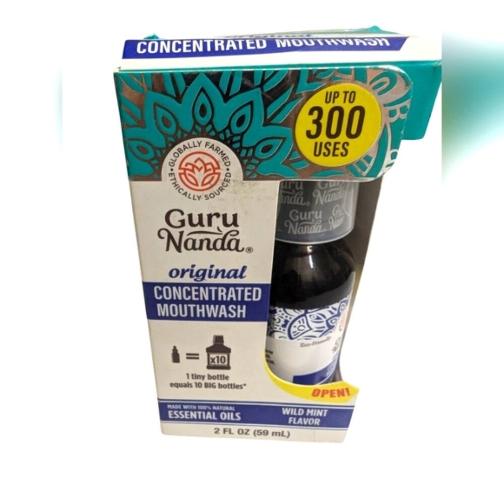 GuruNanda Eco Friendly Concentrated Essential Oil Mouthwash Wild Mint 2oz